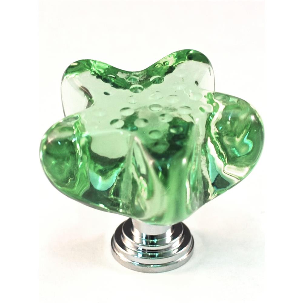 Cal Crystal ARTX S4S STARFISH SEAFOAM GREEN KNOB in Polished Brass